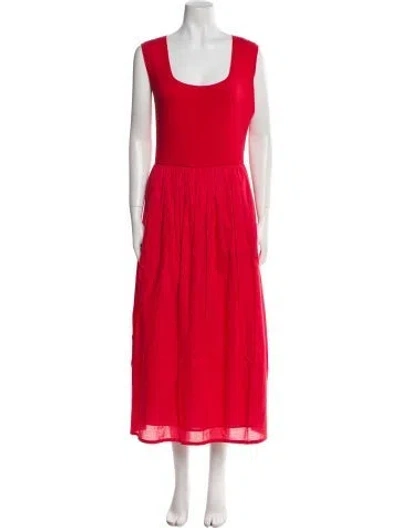 Pre-owned Banjanan Scoop Neck Long Dress In Red