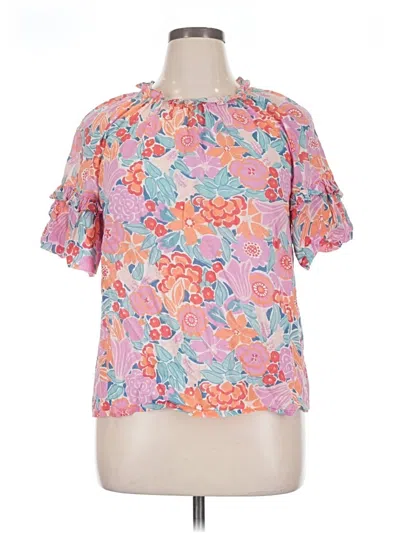 Pre-owned Banjanan Short Sleeve Blouse In Pink