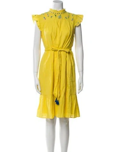 Pre-owned Banjanan Silk Knee-length Dress In Yellow
