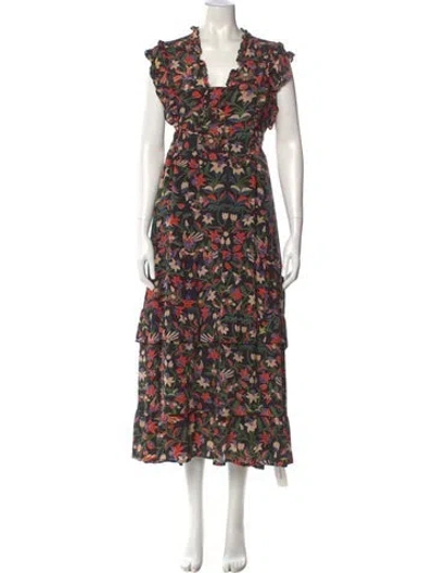 Pre-owned Banjanan Silk Long Dress In Black