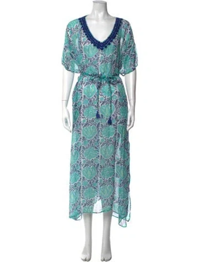 Pre-owned Banjanan Silk Long Dress In Blue