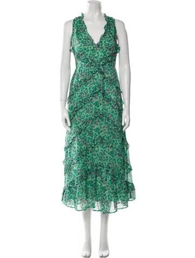 Pre-owned Banjanan Silk Long Dress In Green