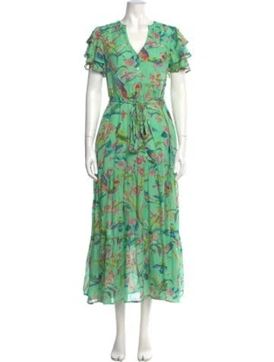 Pre-owned Banjanan Silk Long Dress In Green