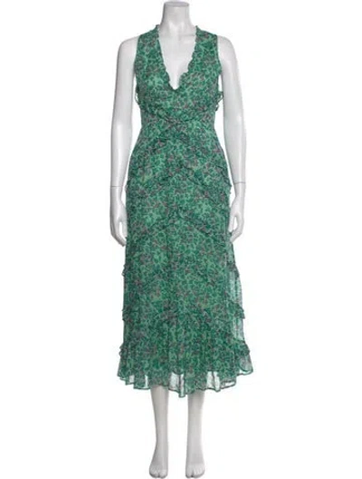 Pre-owned Banjanan Silk Long Dress In Green