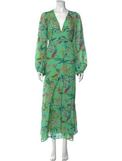 Pre-owned Banjanan Silk Long Dress In Green