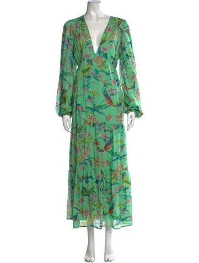 Pre-owned Banjanan Silk Long Dress In Green