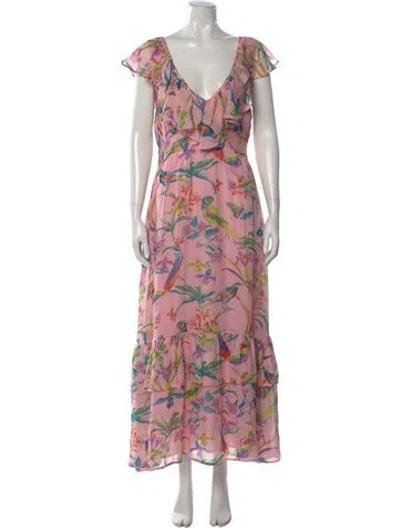 Pre-owned Banjanan Silk Long Dress In Pink