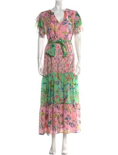 Pre-owned Banjanan Silk Long Dress In Pink