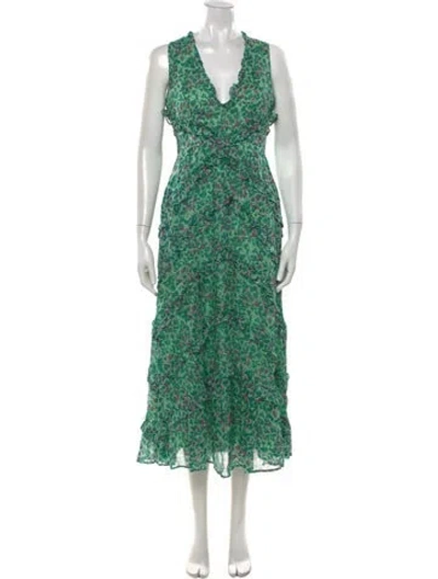 Pre-owned Banjanan Silk Midi Length Dress In Green