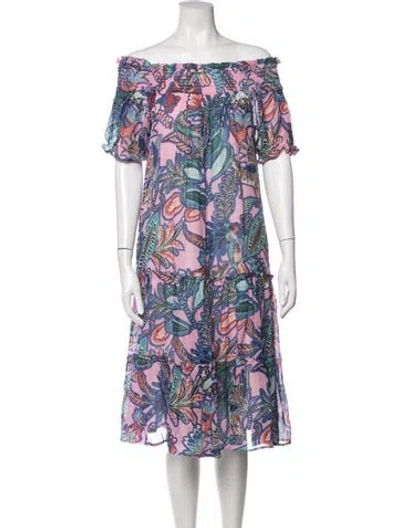 Pre-owned Banjanan Silk Midi Length Dress In Multicolor
