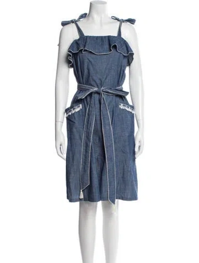 Pre-owned Banjanan Square Neckline Knee-length Dress In Blue