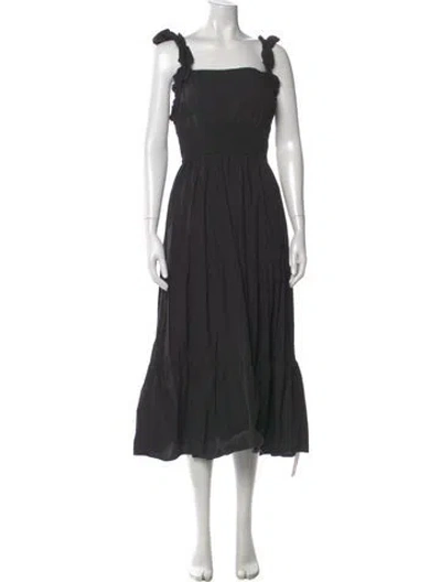 Pre-owned Banjanan Square Neckline Long Dress In Black