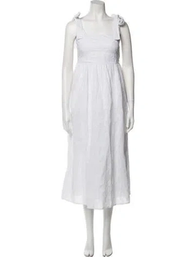 Pre-owned Banjanan Square Neckline Midi Length Dress In White
