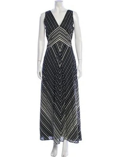 Pre-owned Banjanan Striped Long Dress In Black