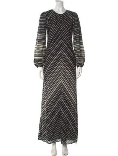 Pre-owned Banjanan Striped Long Dress In Black