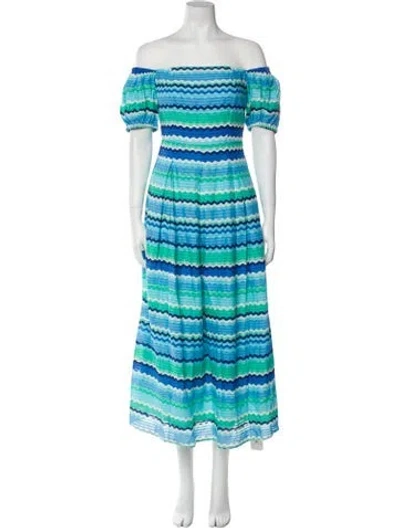 Pre-owned Banjanan Striped Long Dress In Blue