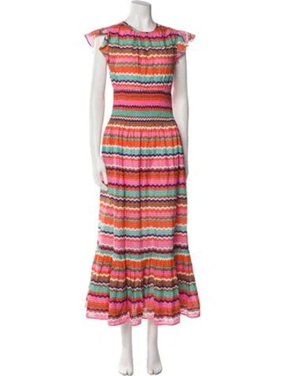Pre-owned Banjanan Striped Long Dress In Pink