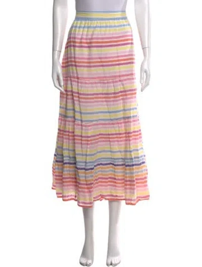 Pre-owned Banjanan Striped Long Skirt In Pink