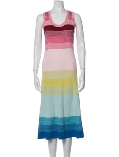 Pre-owned Banjanan Striped Midi Length Dress In Multicolor