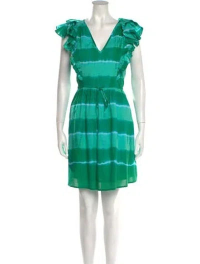 Pre-owned Banjanan Striped Mini Dress In Green