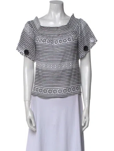 Pre-owned Banjanan Striped Square Neckline T-shirt In Black