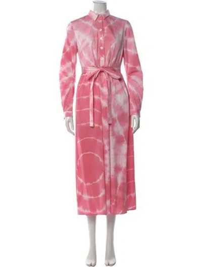Pre-owned Banjanan Tie-dye Print Long Dress In Pink