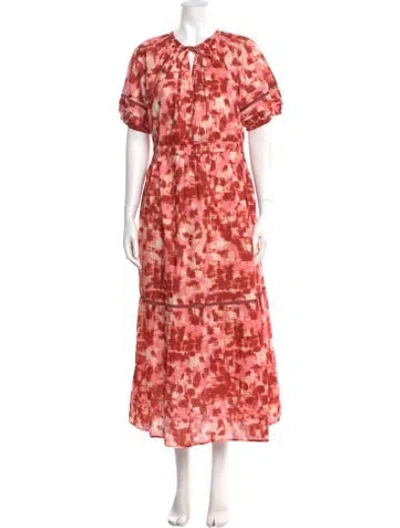 Pre-owned Banjanan Tie-dye Print Long Dress W/ Tags In Red