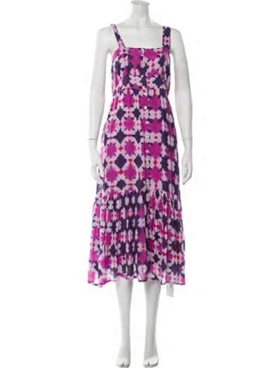 Pre-owned Banjanan Tie-dye Print Midi Length Dress In Purple