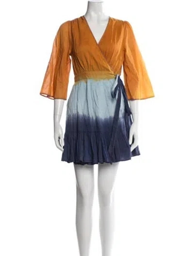 Pre-owned Banjanan Tie-dye Print Mini Dress In Blue/orange