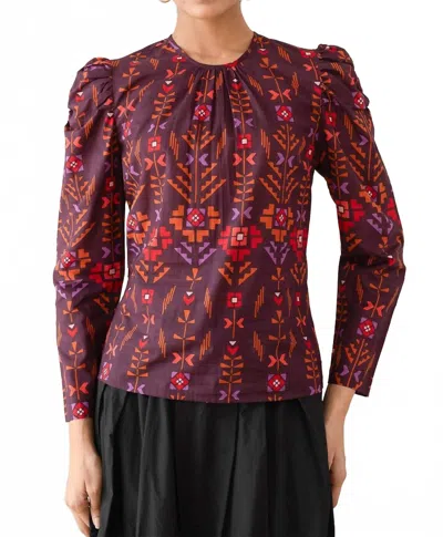 Banjanan Vincent Top In Emilie Deco Cinnamon In Red