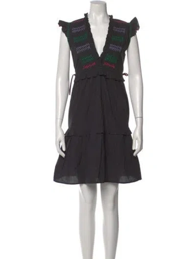 Pre-owned Banjanan V-neck Mini Dress In Blue