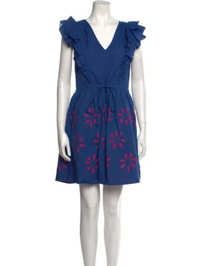 Pre-owned Banjanan V-neck Mini Dress In Blue