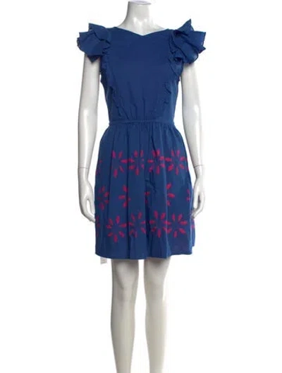 Pre-owned Banjanan V-neck Mini Dress In Blue