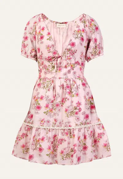 Banjanan Women's Artemis Mini Dress In Burdock Peony In Pink