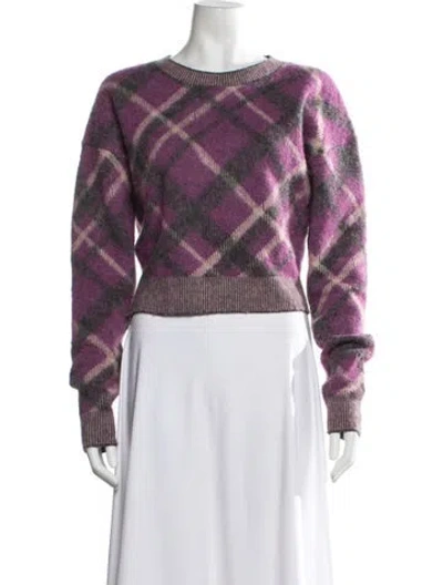 Pre-owned Banjanan Wool Plaid Print Sweater In Purple
