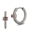 Banji Jewelry Silver 0.79 Ct. Tw. Diamond & Pink Tourmaline Huggie Earrings
