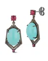 Banji Jewelry Silver 0.97 Ct. Tw. Diamond & Gemstone Drop Earrings