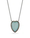 Banji Jewelry Silver 25.88 Ct. Tw. Diamond & Aqua Chalcedony Heart Necklace