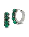 Banji Jewelry Silver 4.06 Ct. Tw. Diamond & Malachite Earrings