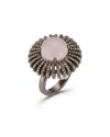 Banji Jewelry Silver 6.85 Ct. Tw. Diamond & Rose Quartz Statement Ring