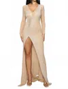 Banjul Rhinestone Fishnet Maxi Dress In Beige In Gold