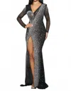 Banjul Rhinestone Fishnet Maxi Dress In Black In Black