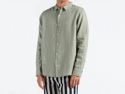 Banks Journal Hastings Linen Long Sleeve Woven Shirt In Leaf