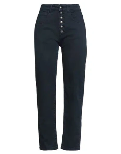 Banlieue Woman Pants Navy Size 12 Cotton, Elastane In Blue