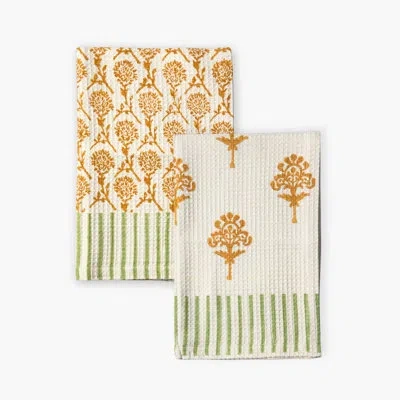 Banyan & Birch Harmony Cotton Waffle Kitchen Towels - Mixed Set Of 2 In Multi