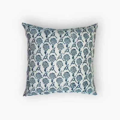 Banyan & Birch Nikhar Pure Linen Throw Pillow Cover In Blue