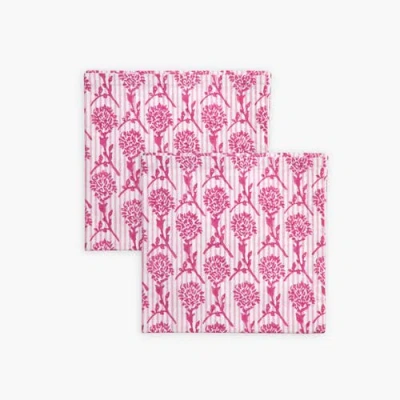 Banyan & Birch Nikhar Table Napkins Set Of 2 In Pink