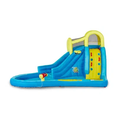 Banzai Big Blast Inflatable Water Park W/ Climbing Wall, Ball Game & Splash Pool In Blue,yellow