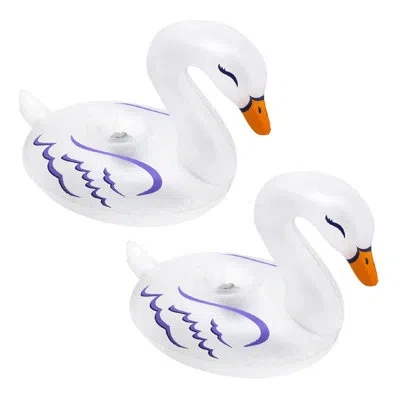 Banzai Lumi Bright Party Swans White Pool Lights Inflatable Lanterns (2 Pack) In Blue;orange