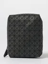 Bao Bao Issey Miyake Geometric Texture Leather Shoulder Bag With Zip Closure In Black